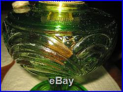 Vintage Aladdin Green Vaseline Glass Oil / Kerosene Lamp Nu Type Model B