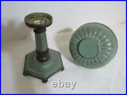 Vintage Aladdin Green table Lamp Model C metal base & tank kerosene oil light