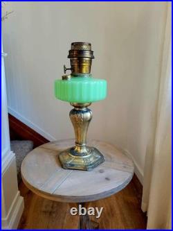 Vintage Aladdin Jade Green Moonstone Majestic Model B-122 Kerosene Oil Lamp