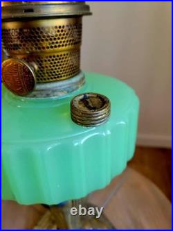 Vintage Aladdin Jade Green Moonstone Majestic Model B-122 Kerosene Oil Lamp