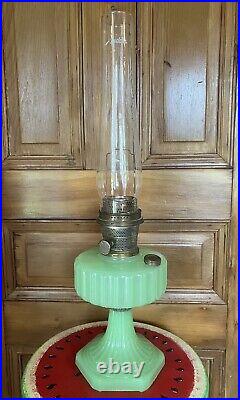 Vintage Aladdin Jadeite Green Corinthian Oil Lamp