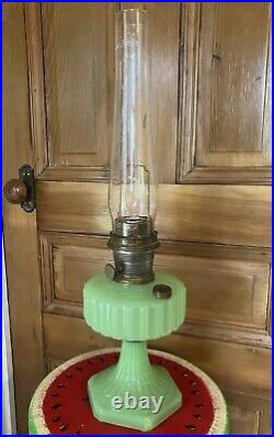 Vintage Aladdin Jadeite Green Corinthian Oil Lamp