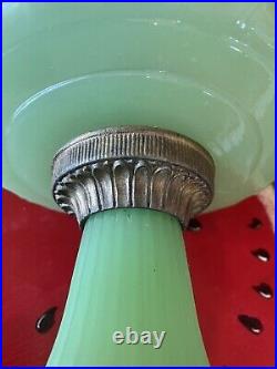 Vintage Aladdin Jadeite Green Corinthian Oil Lamp