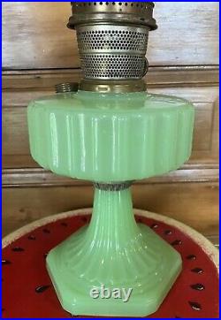 Vintage Aladdin Jadeite Green Corinthian Oil Lamp