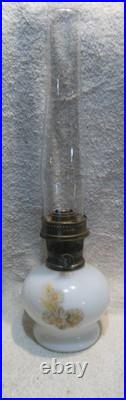 Vintage Aladdin Kerosene Lamp #23 Milk Glass Wheat & Daisy Tall Chimney