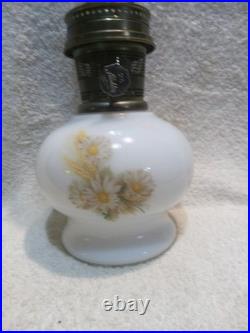 Vintage Aladdin Kerosene Lamp #23 Milk Glass Wheat & Daisy Tall Chimney