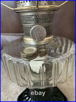 Vintage Aladdin Kerosene Lamp Corinthian & Fenton White Coin Dot Shade