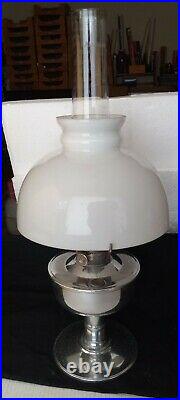 Vintage Aladdin Kerosene Oil Lamp Model C burner Aluminum Base Milk Glass Shade