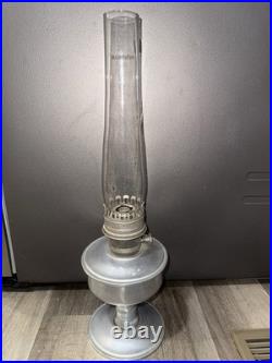 Vintage Aladdin Kerosene Oil Lamp Nickel Plated Original Burner Chimney Model 23