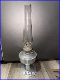 Vintage Aladdin Kerosene Oil Lamp Nickel Plated Original Burner Chimney Model 23