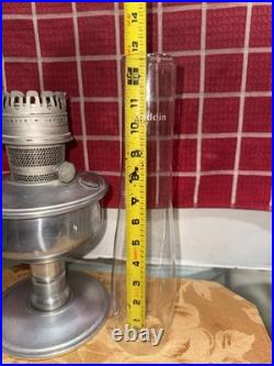 Vintage Aladdin Kerosene Oil Lamp Nickel Plated Original Burner Chimney Model 23