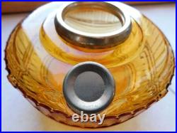 Vintage Aladdin Lamp Amber Glass Lincoln Drape w 23 Chimney Extra Wick No Stem