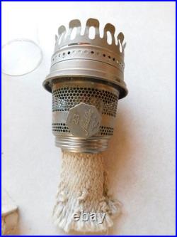 Vintage Aladdin Lamp Amber Glass Lincoln Drape w 23 Chimney Extra Wick No Stem