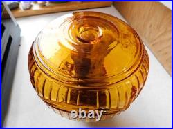Vintage Aladdin Lamp Amber Glass Lincoln Drape w 23 Chimney Extra Wick No Stem
