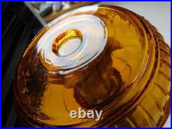 Vintage Aladdin Lamp Amber Glass Lincoln Drape w 23 Chimney Extra Wick No Stem