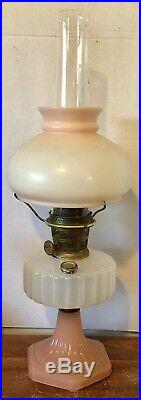 Vintage Aladdin Lamp B-126 Corinthian White & Pink Moonstone Kerosene Lamp