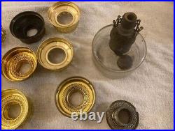 Vintage Aladdin Lamp Batch of Misc. Parts for Repairs, OWT, Galleries, Adapters