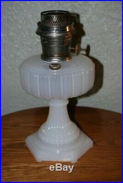 Vintage Aladdin Lamp Model B Cathedral White Moonstone B-110 1934 Only, Nickel