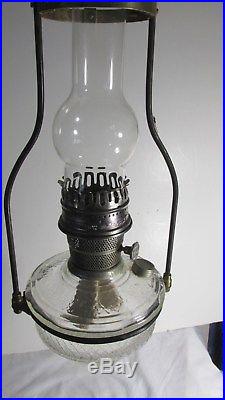 Vintage Aladdin Lamps Clear Glass Font Hanging Lamp with frame