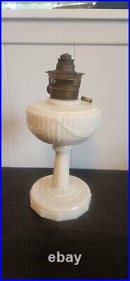 Vintage Aladdin Lincoln Drape Alacite Oil Lamp White Original with Model B Burner