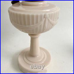 Vintage Aladdin Lincoln Drape Alacite Oil Lamp White Original with Model B Burner