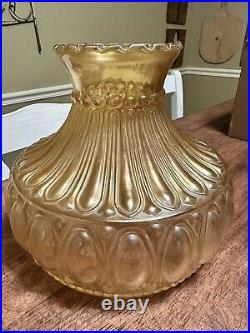 Vintage Aladdin Lincoln Drape Oil Lamp Electrified Amber Iridescent Crystals