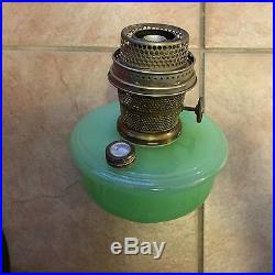 Vintage Aladdin Mantle Lamp Co Nu-Type Model B Green Glass Kerosene Lamp