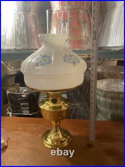 Vintage Aladdin Maxbrite 500 Oil Lamp With Handpainted Milk Glass Aladdin Shade