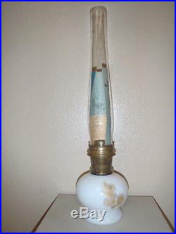 Vintage Aladdin Milk Glass Daisy Wheat Kerosene Oil Lamp Model 23 & Manual