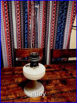 Vintage Aladdin Milk Glass Oil Lamp Tall 24 Stamped Chimney