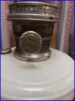 Vintage Aladdin Milk Glass Oil Lamp Tall 24 Stamped Chimney