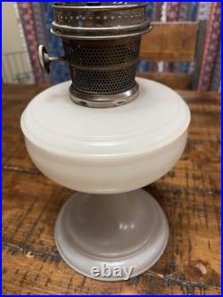 Vintage Aladdin Milk Glass Oil Lamp Tall 24 Stamped Chimney
