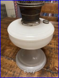 Vintage Aladdin Milk Glass Oil Lamp Tall 24 Stamped Chimney