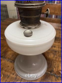 Vintage Aladdin Milk Glass Oil Lamp Tall 24 Stamped Chimney