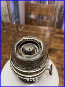 Vintage Aladdin Milk Glass Oil Lamp Tall 24 Stamped Chimney