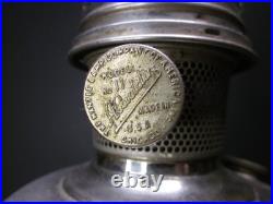 Vintage Aladdin Model 11 Nickel-Plated Mantle Oil Lamp with Chimney