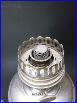 Vintage Aladdin Model 11 Nickel-Plated Mantle Oil Lamp with Chimney