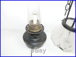 Vintage Aladdin Model 12 Hanging Oil Lamp Electrified 23 Acid Etched Shade