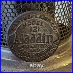 Vintage Aladdin Model 12 Kerosene Oil Lamp Nickel Plated Original Burner Chimney