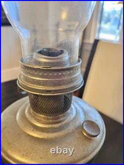 Vintage Aladdin Model 12 Kerosene Oil Lamp Nickel Plated Original Burner Chimney