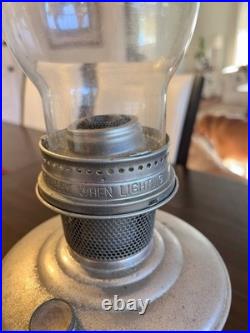 Vintage Aladdin Model 12 Kerosene Oil Lamp Nickel Plated Original Burner Chimney