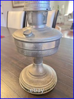 Vintage Aladdin Model 12 Kerosene Oil Lamp Nickel Plated Original Burner Chimney