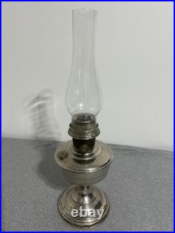 Vintage Aladdin Model 12 Mantle Lamp Nickel Plated Oil Kerosene Table Lamp USA