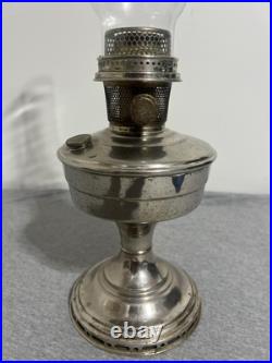 Vintage Aladdin Model 12 Mantle Lamp Nickel Plated Oil Kerosene Table Lamp USA