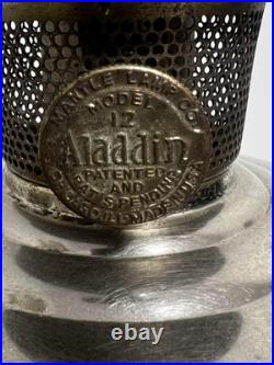 Vintage Aladdin Model 12 Mantle Lamp Nickel Plated Oil Kerosene Table Lamp USA