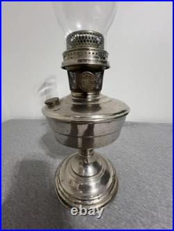 Vintage Aladdin Model 12 Mantle Lamp Nickel Plated Oil Kerosene Table Lamp USA