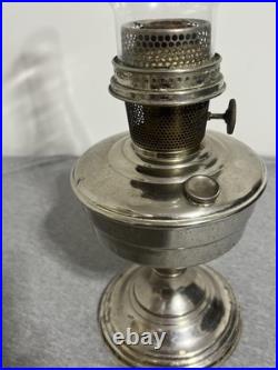 Vintage Aladdin Model 12 Mantle Lamp Nickel Plated Oil Kerosene Table Lamp USA