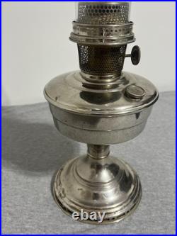Vintage Aladdin Model 12 Mantle Lamp Nickel Plated Oil Kerosene Table Lamp USA