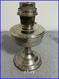 Vintage Aladdin Model 12 Mantle Lamp Nickel Plated Oil Kerosene Table Lamp USA
