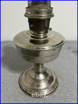 Vintage Aladdin Model 12 Mantle Lamp Nickel Plated Oil Kerosene Table Lamp USA